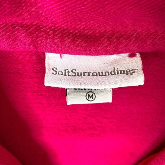 Soft Surroundings Tunic Top Womens size Medium Collared 3/4 Sleeve Pockets Pink - Picture 7 of 10